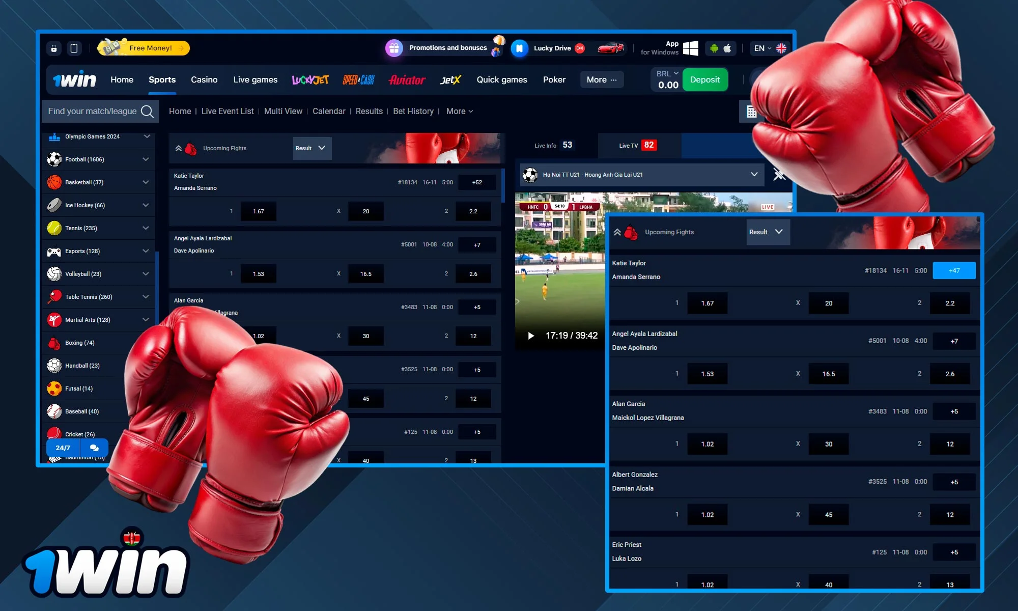 Boxing betting information on 1Win