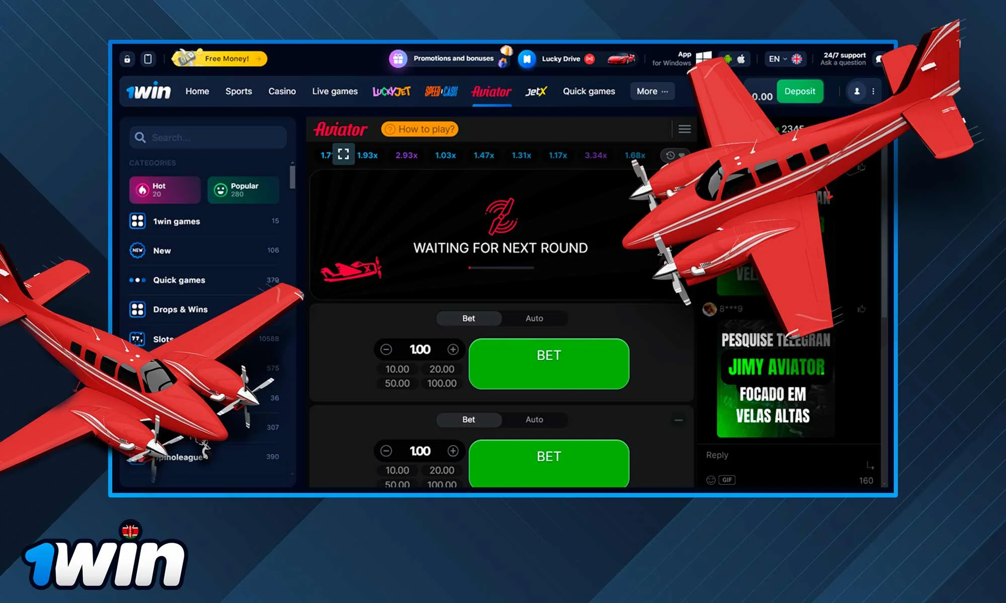 Information about Aviator game at 1Win Casino